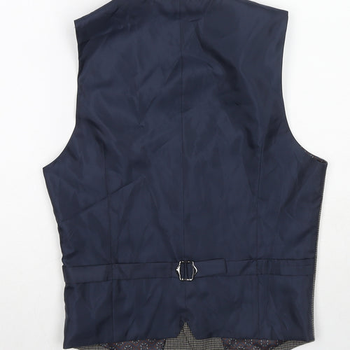 Burton Mens Grey Geometric Polyester Jacket Suit Waistcoat Size XS Regular