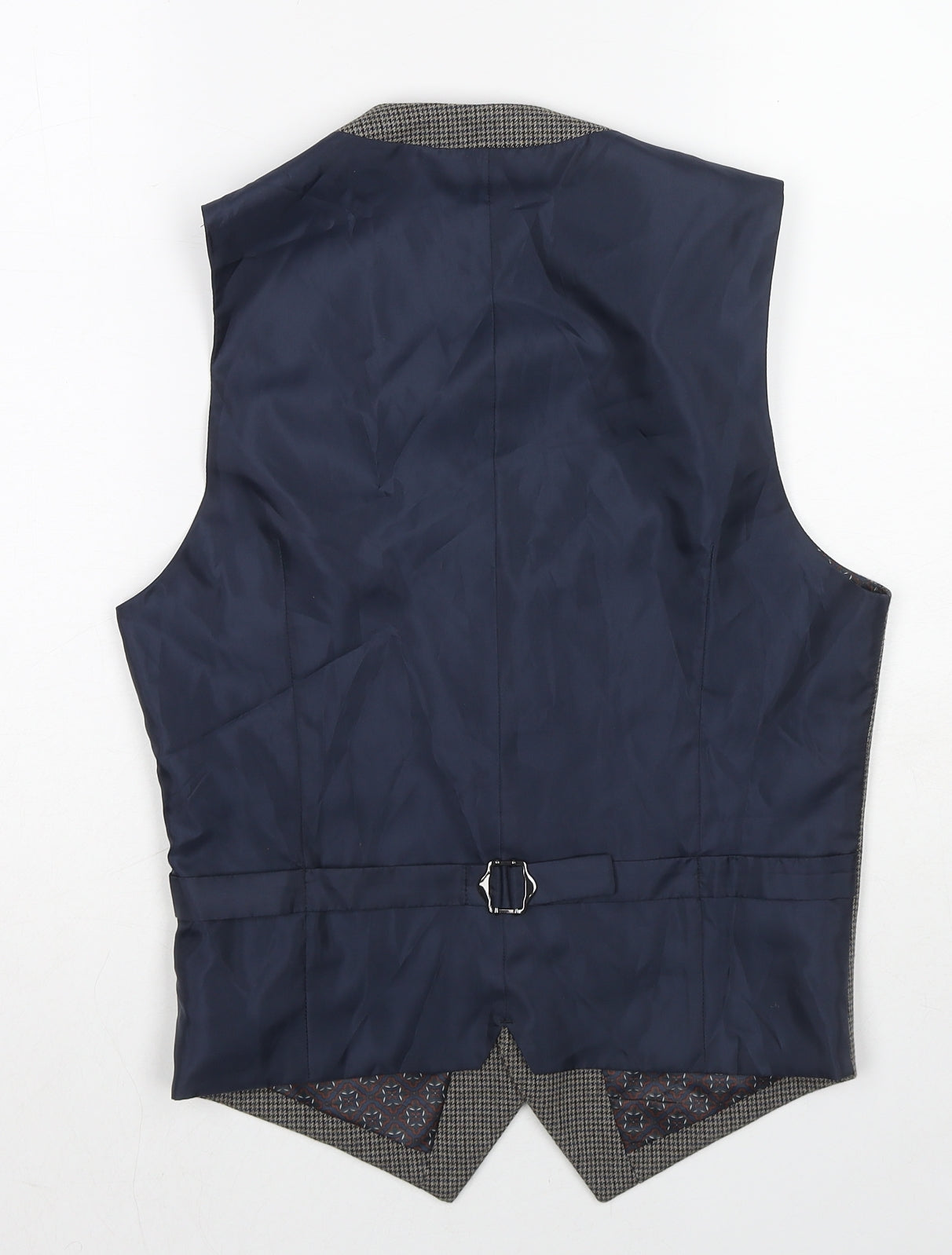 Burton Mens Grey Geometric Polyester Jacket Suit Waistcoat Size XS Regular