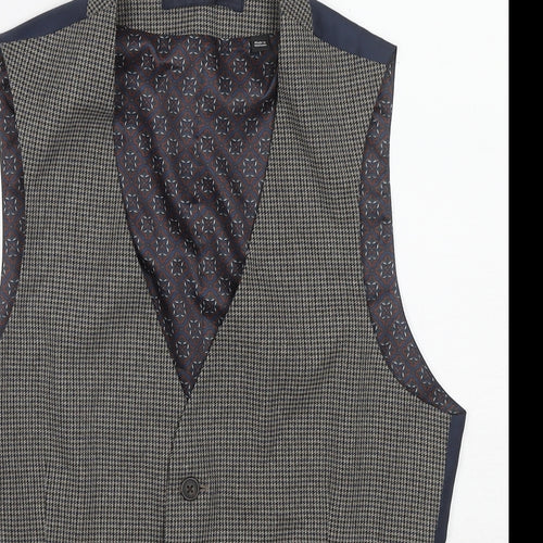 Burton Mens Grey Geometric Polyester Jacket Suit Waistcoat Size XS Regular