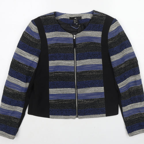 H&M Womens Multicoloured Striped Jacket Size 10 Zip