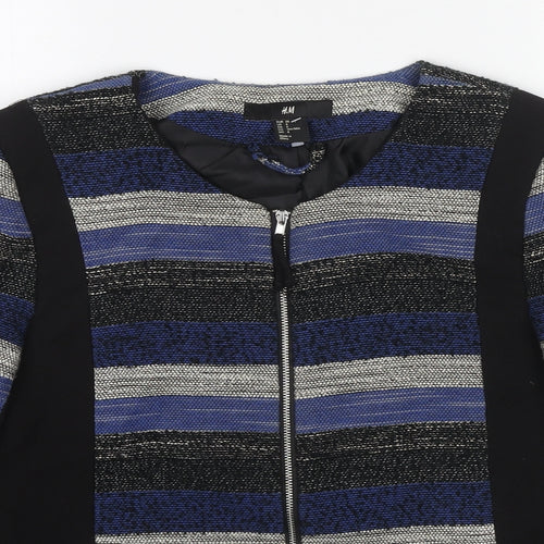 H&M Womens Multicoloured Striped Jacket Size 10 Zip