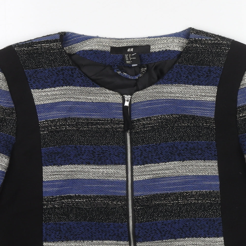 H&M Womens Multicoloured Striped Jacket Size 10 Zip