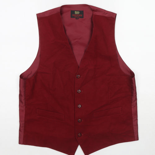 Chatsworth Mens Red Cotton Jacket Suit Waistcoat Size S Regular