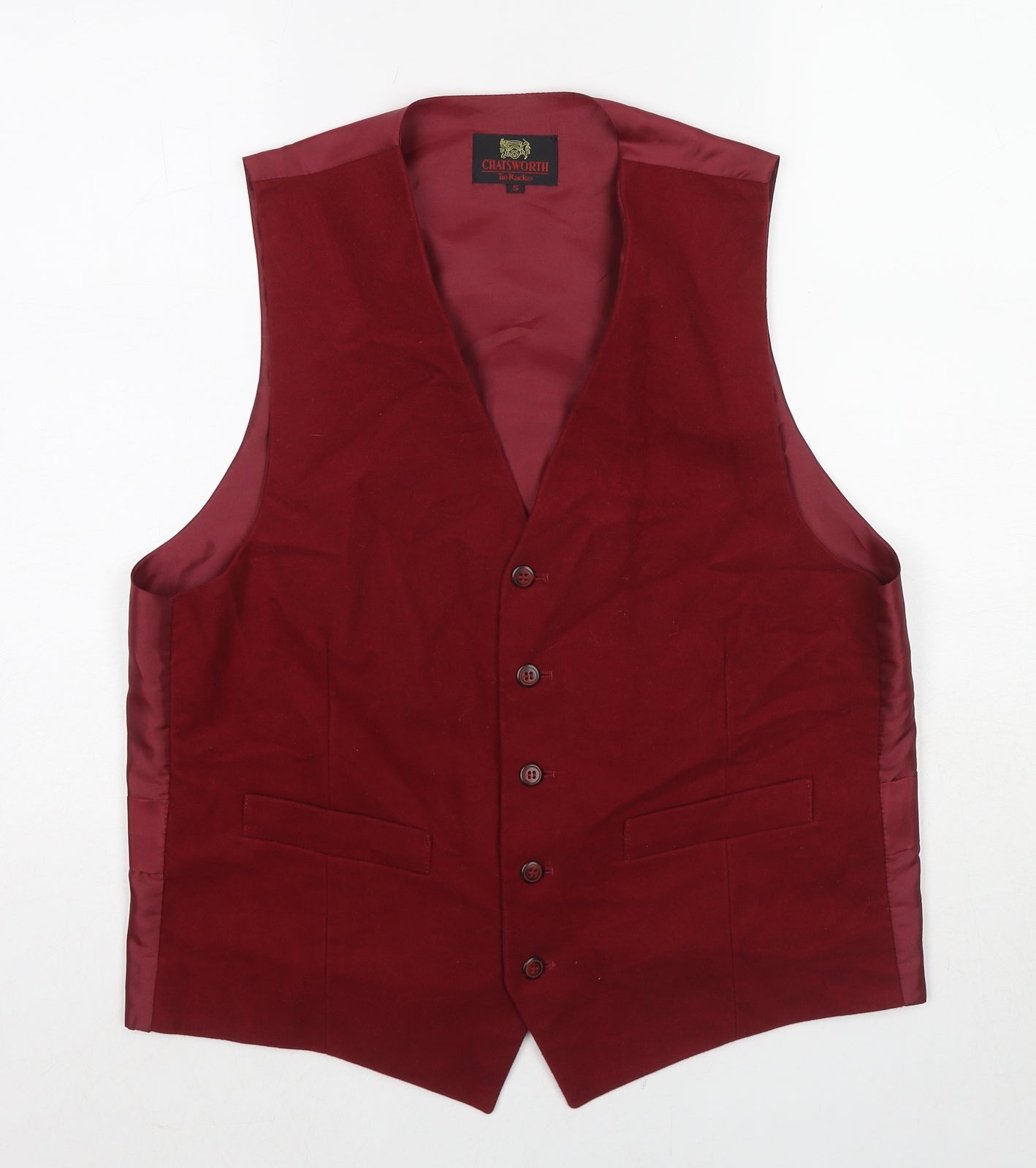 Chatsworth Mens Red Cotton Jacket Suit Waistcoat Size S Regular