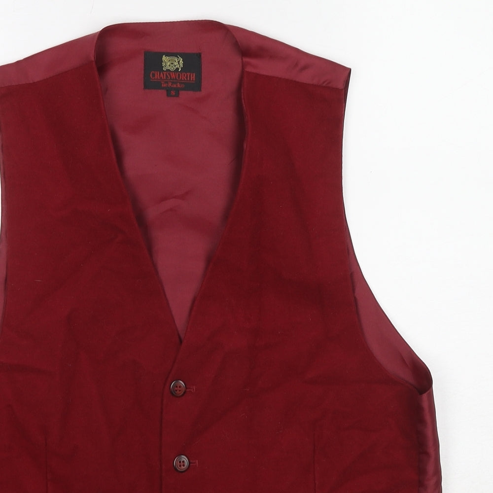 Chatsworth Mens Red Cotton Jacket Suit Waistcoat Size S Regular