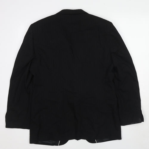 River Island Mens Black Striped Polyester Jacket Suit Jacket Size 42 Regular