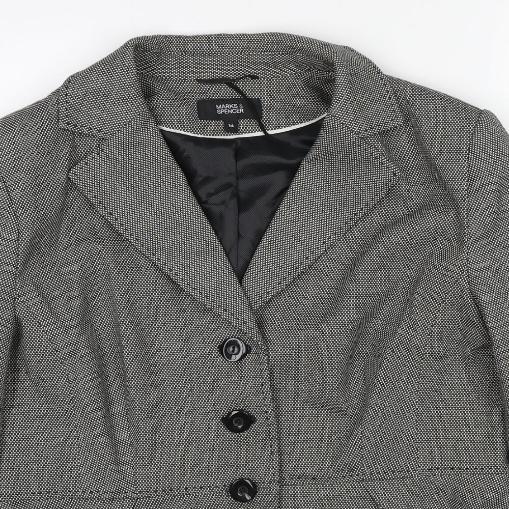 Marks and Spencer Womens Grey Polyester Jacket Suit Jacket Size 14