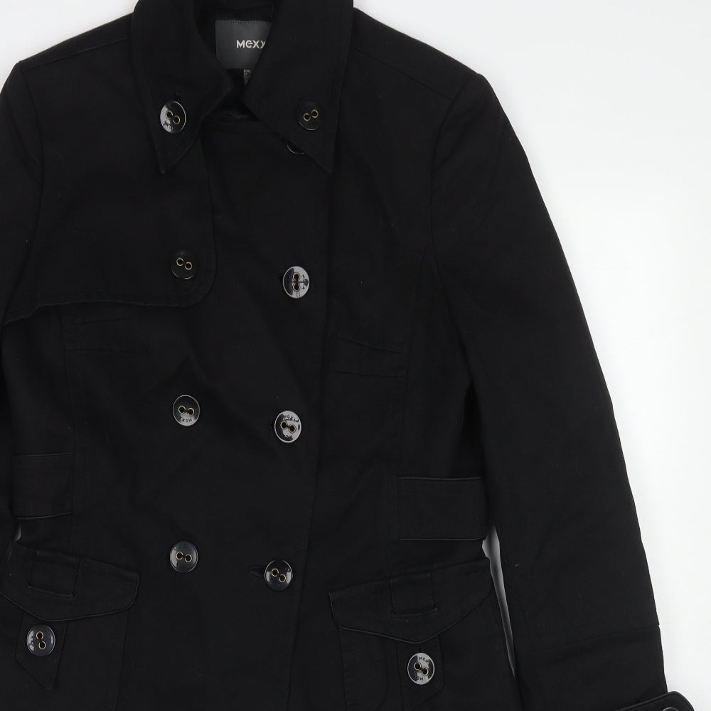 Mexx Womens Black Pea Coat Coat Size 10 Button