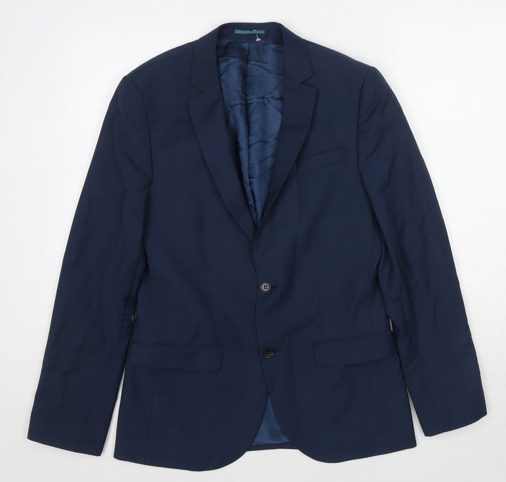 Marks and Spencer Mens Blue Polyester Jacket Suit Jacket Size 38 Regular