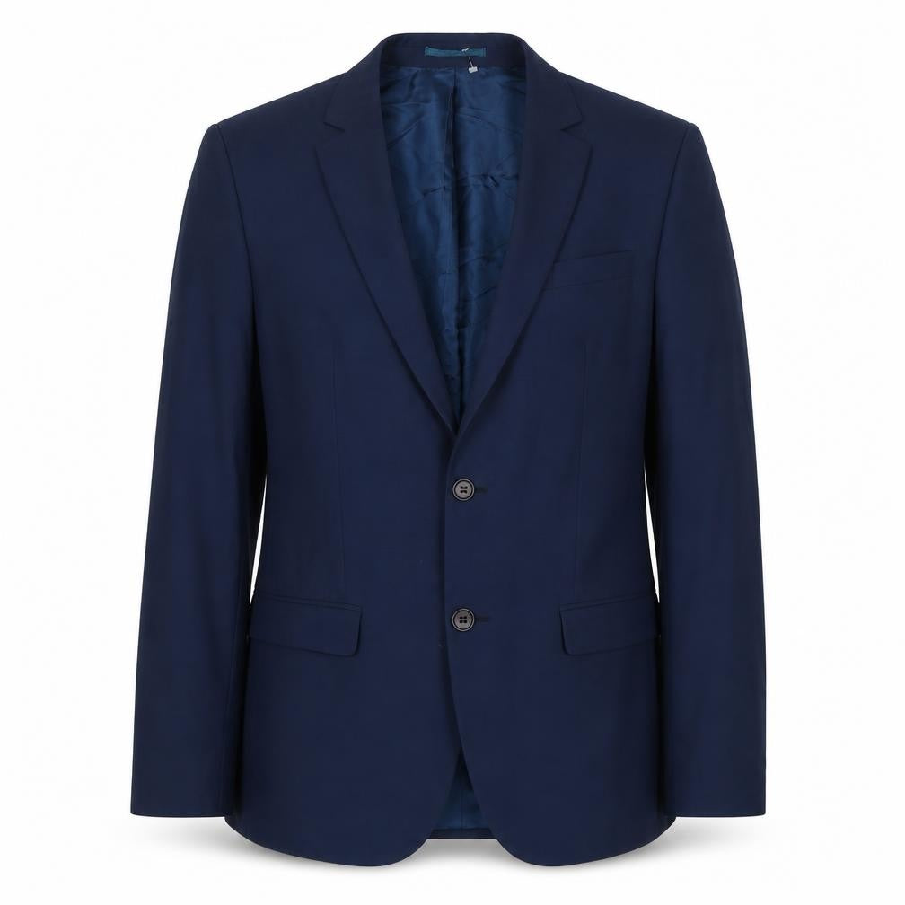 Front view of Marks & Spencer men’s blue polyester jacket suit jacket, size 38, regular