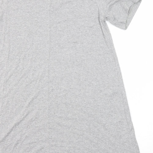Pull&Bear Womens Grey Elastane Basic Blouse Size M Round Neck