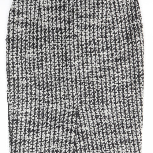 Marks and Spencer Womens Black Geometric Wool Straight & Pencil Skirt Size 10 Zip