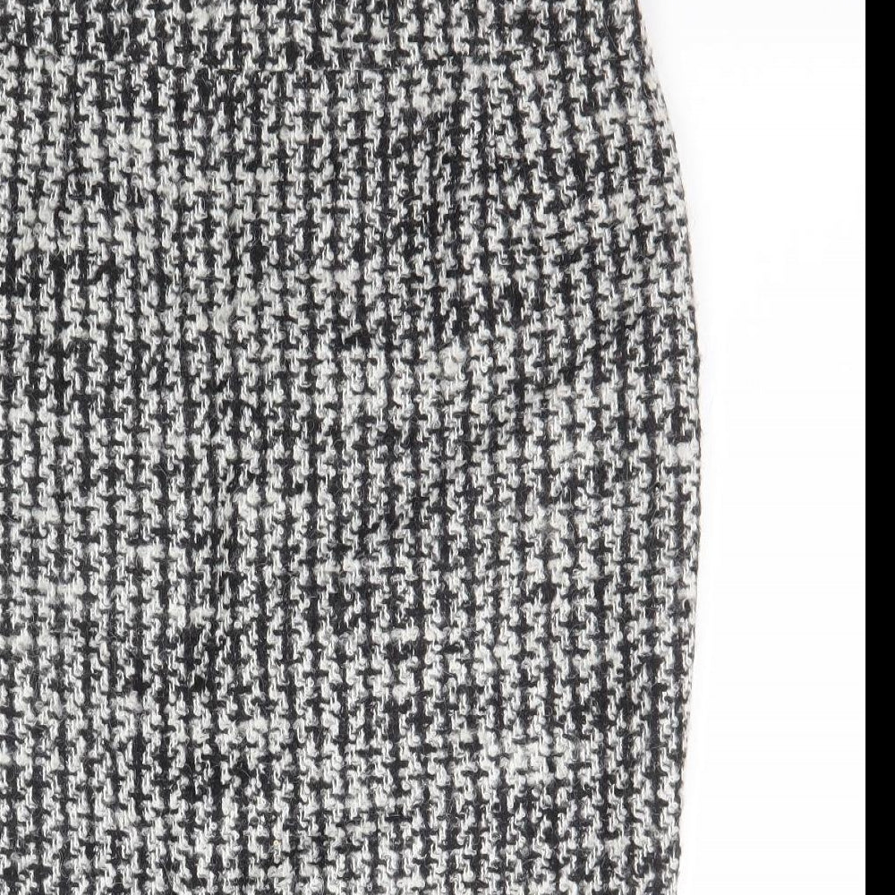 Marks and Spencer Womens Black Geometric Wool Straight & Pencil Skirt Size 10 Zip