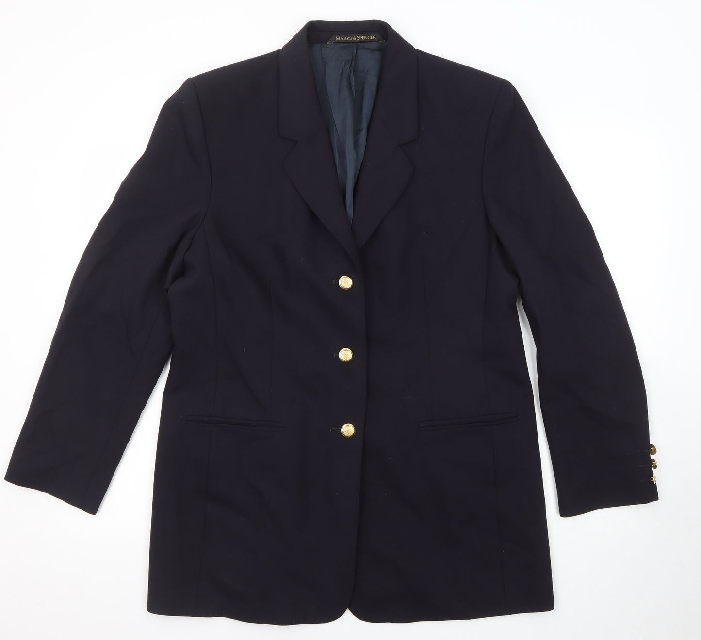 Marks and Spencer Womens Blue Wool Jacket Suit Jacket Size 16