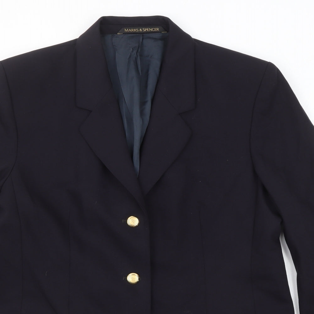 Marks and Spencer Womens Blue Wool Jacket Suit Jacket Size 16