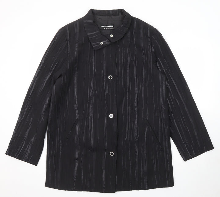 Gerry Weber Womens Black Geometric Jacket Size 12 Button