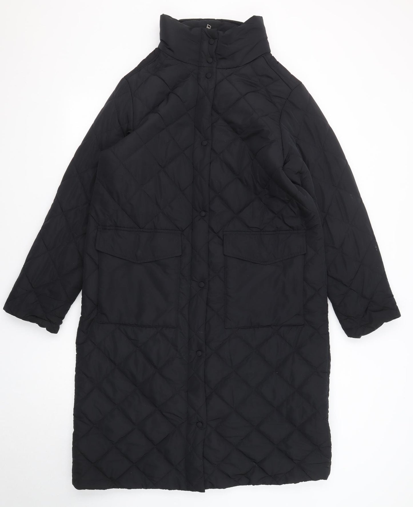 Marks and Spencer Womens Black Quilted Coat Size 14 Zip
