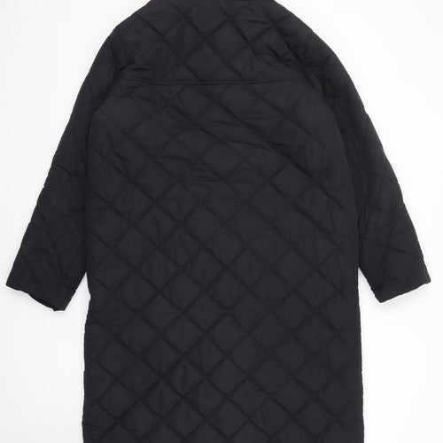 Marks and Spencer Womens Black Quilted Coat Size 14 Zip