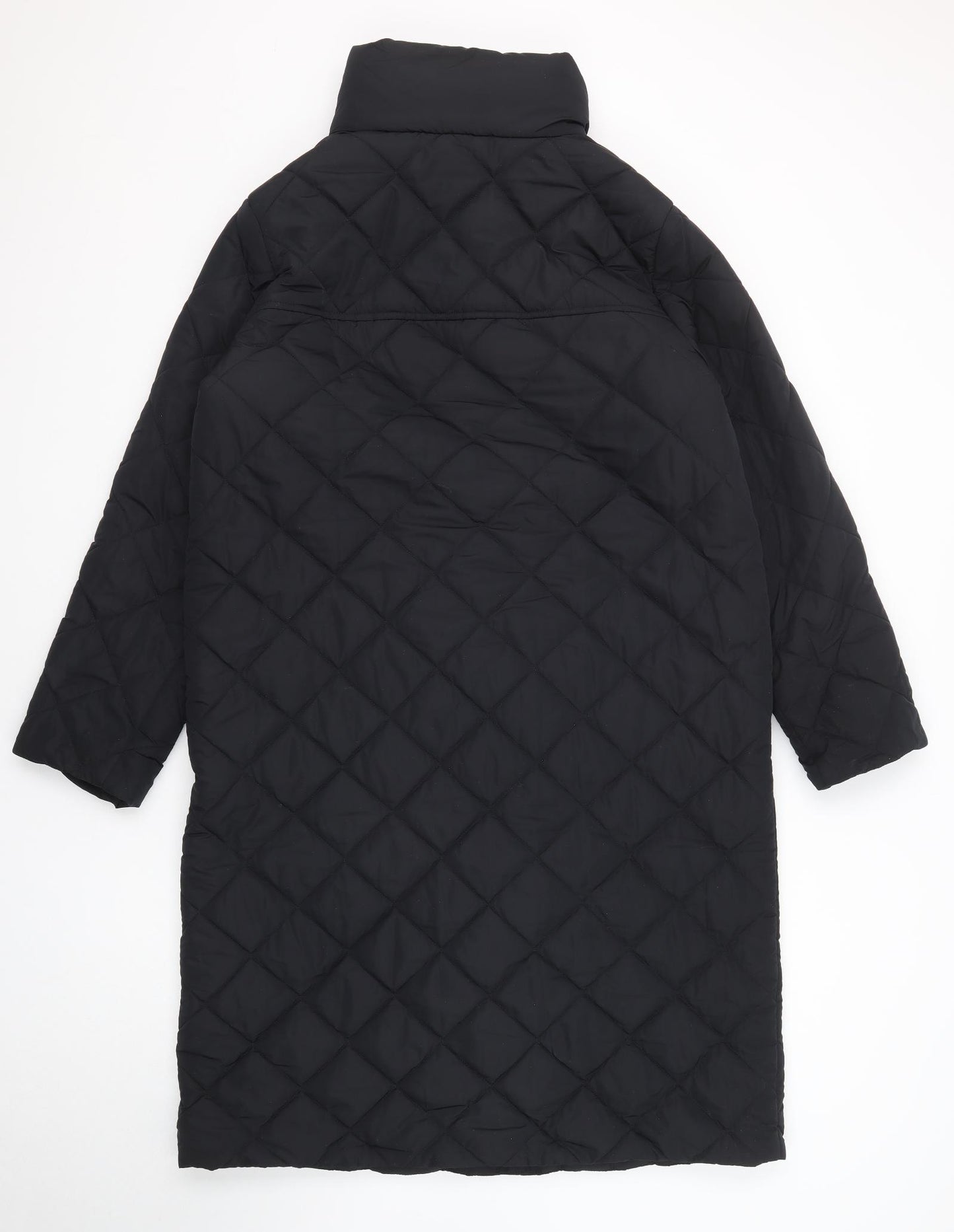 Marks and Spencer Womens Black Quilted Coat Size 14 Zip