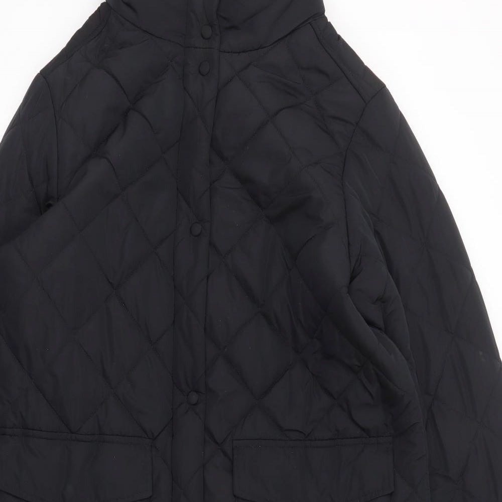 Marks and Spencer Womens Black Quilted Coat Size 14 Zip