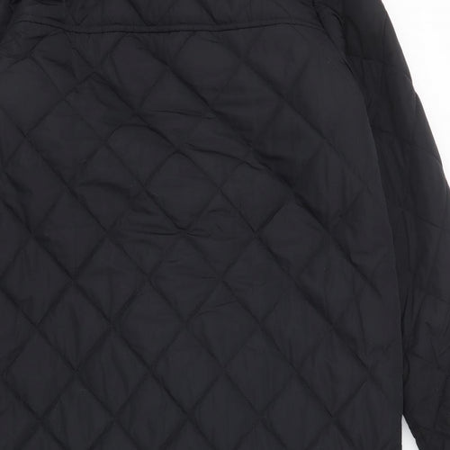 Marks and Spencer Womens Black Quilted Coat Size 14 Zip