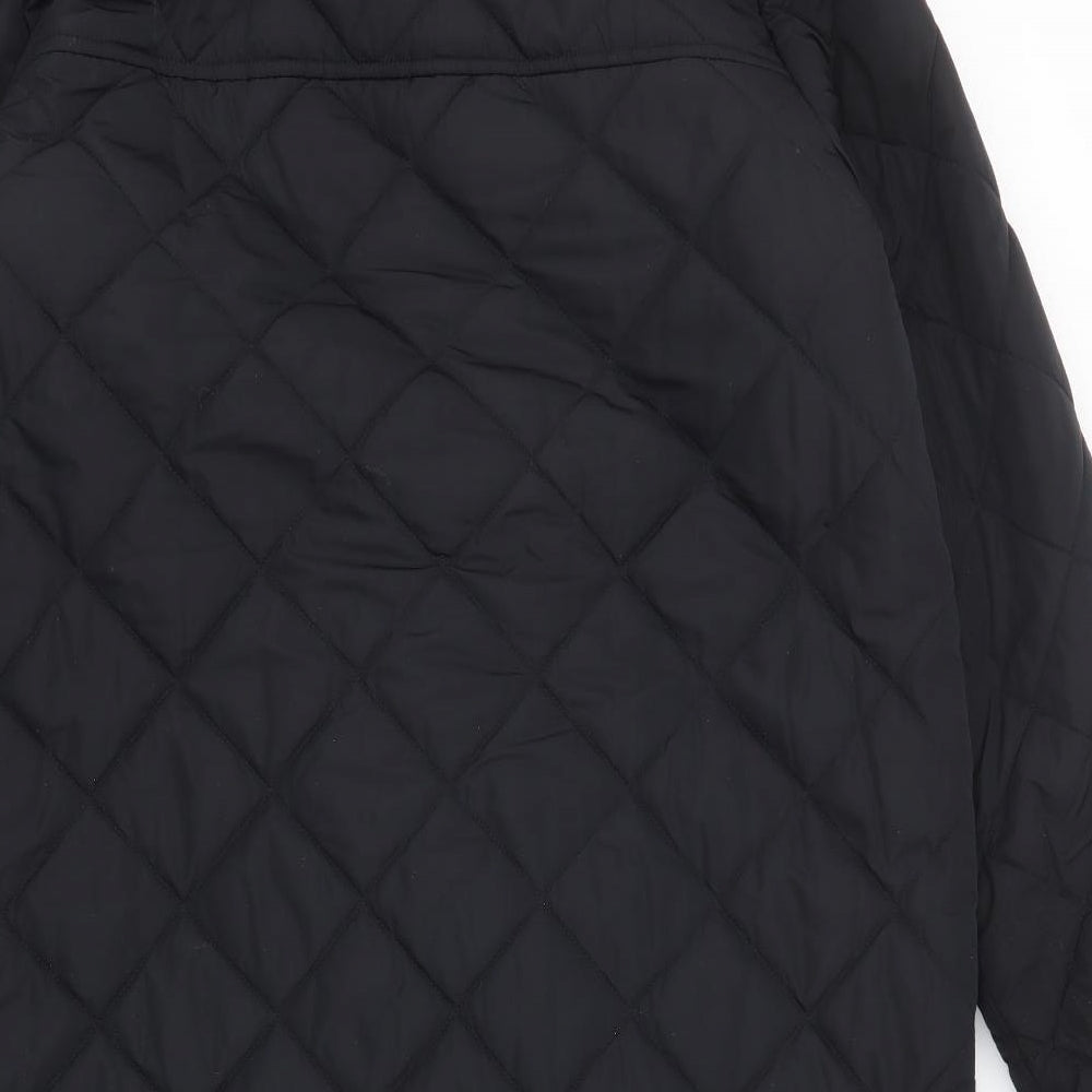 Marks and Spencer Womens Black Quilted Coat Size 14 Zip