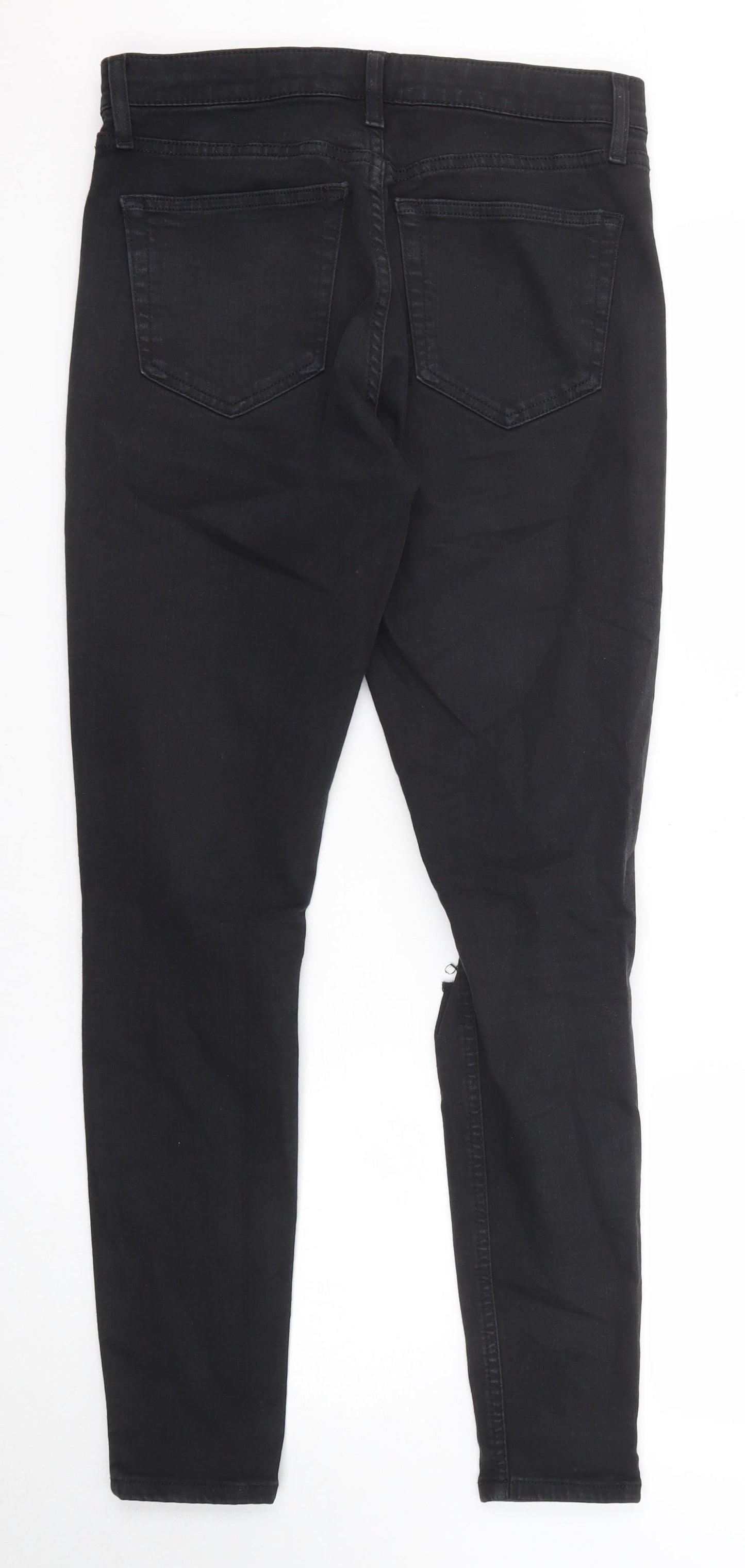 Topshop Womens Black Cotton Skinny Jeans Size 30 in L34 in Regular Zip