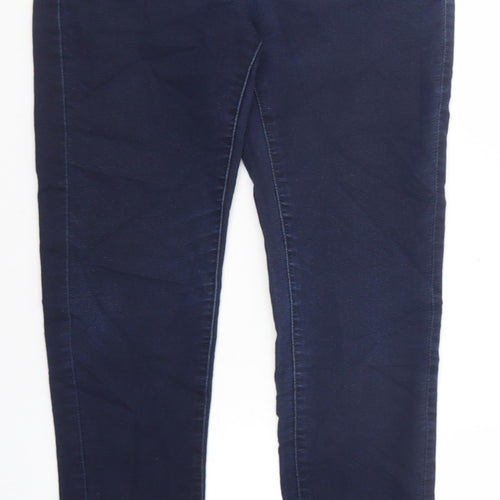 Marks and Spencer Womens Blue Cotton Skinny Jeans Size 10 Regular Zip - Short Leg