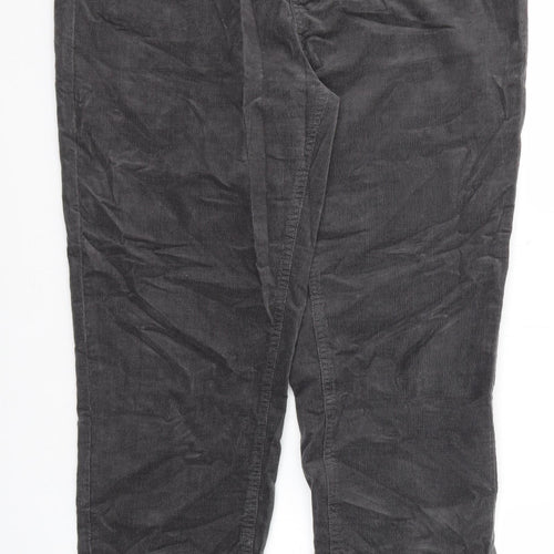 Marks and Spencer Womens Grey Cotton Trousers Size 16 Regular Zip