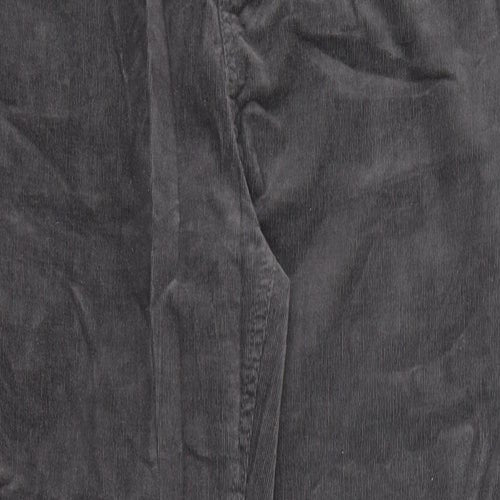 Marks and Spencer Womens Grey Cotton Trousers Size 16 Regular Zip