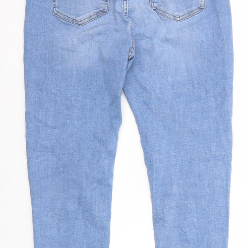 Per Una Womens Blue Cotton Mom Jeans Size 14 Regular Zip - Short Leg