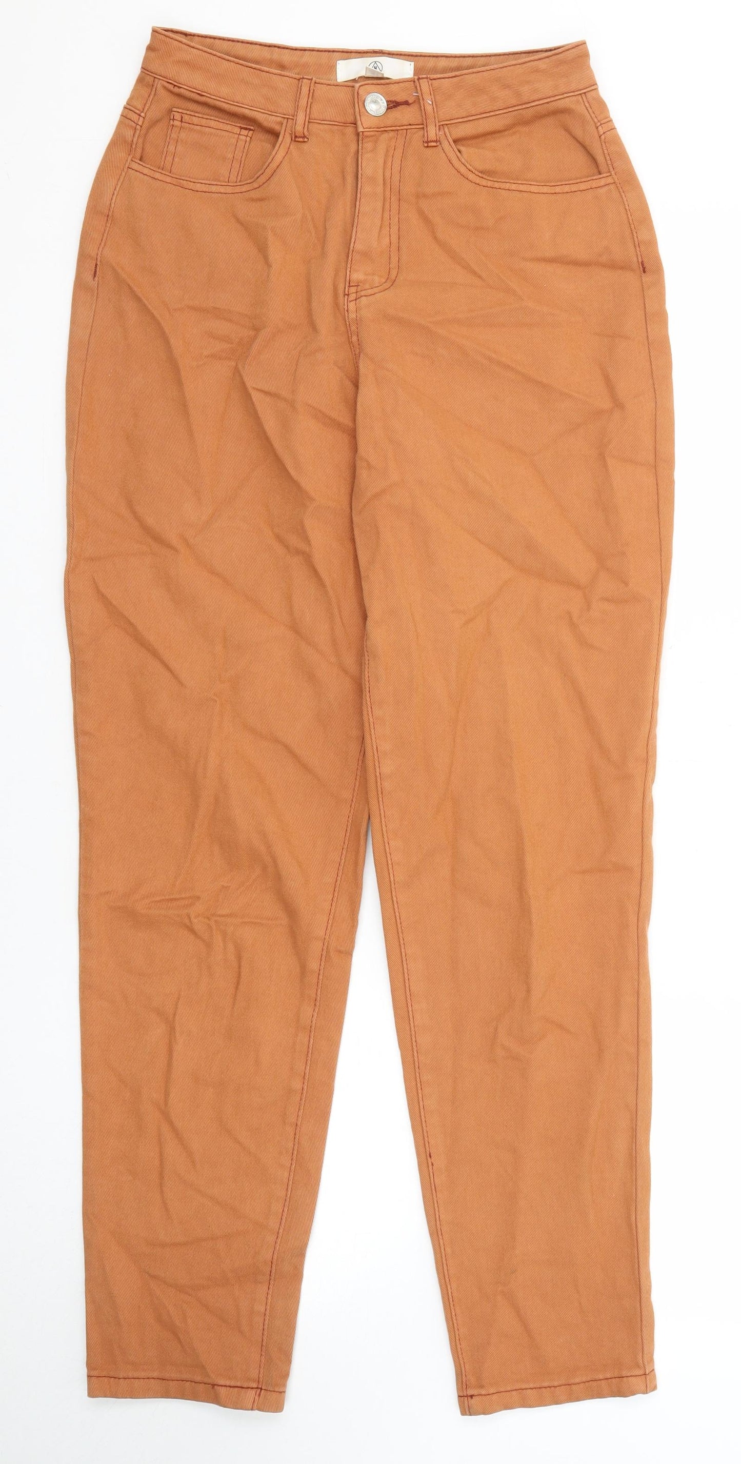 Missguided Womens Orange Cotton Mom Jeans Size 6 Regular Zip