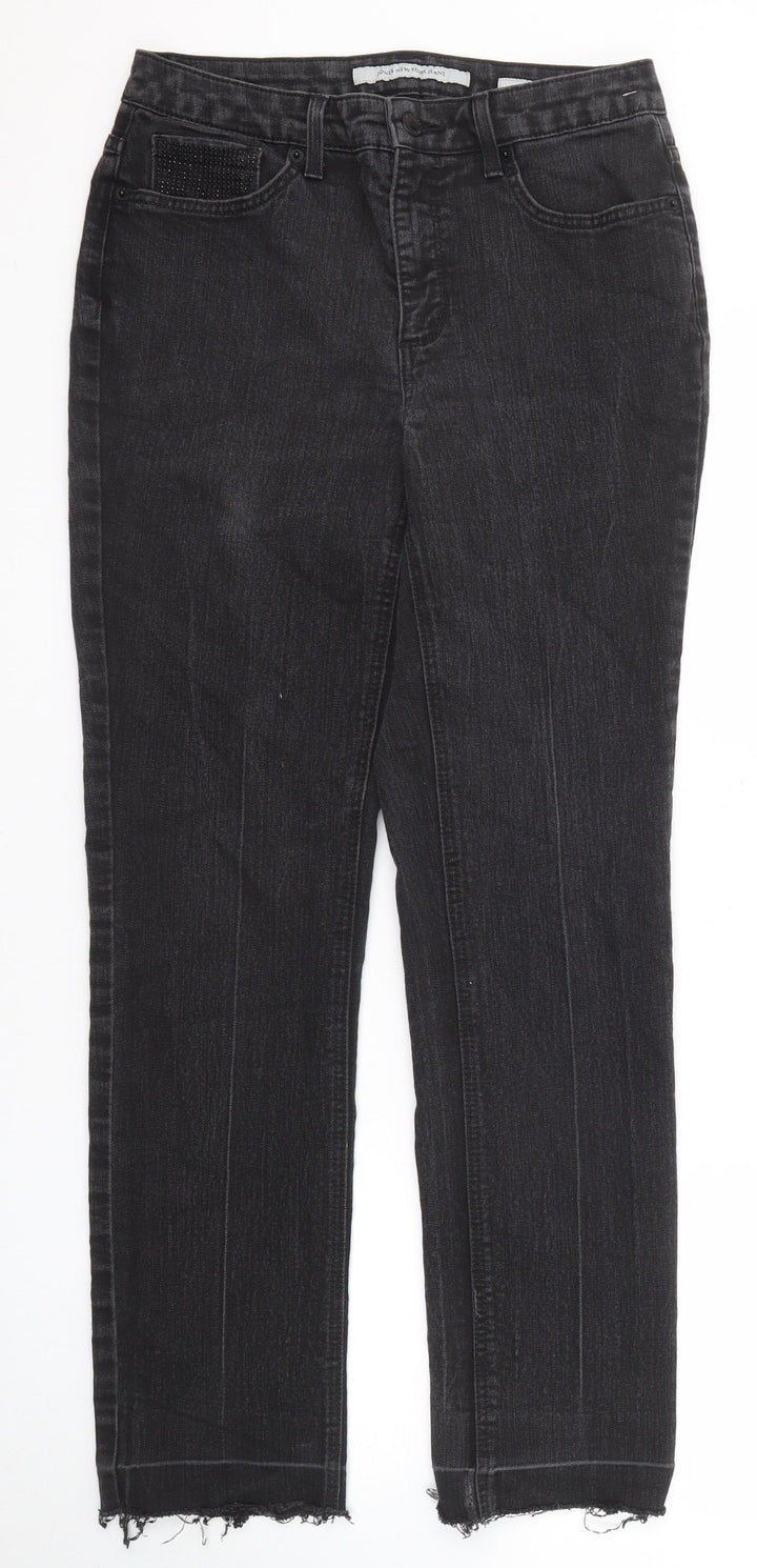 Jones New York Womens Black Cotton Straight Jeans Size 10 Regular Zip