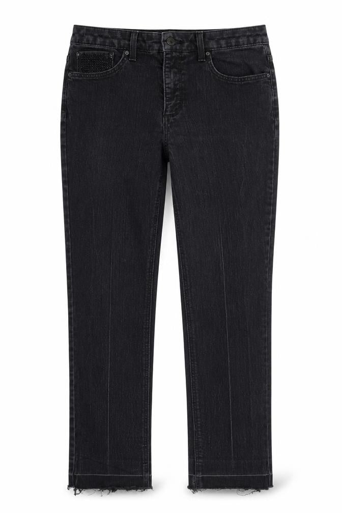 Jones New York Womens Black Cotton Straight Jeans Size 10 Regular Zip