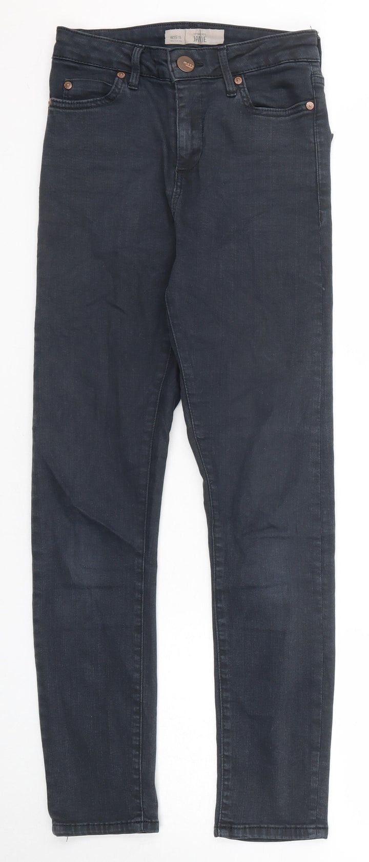 Topshop Womens Blue Cotton Skinny Jeans Size 25 in L30 in Regular Zip