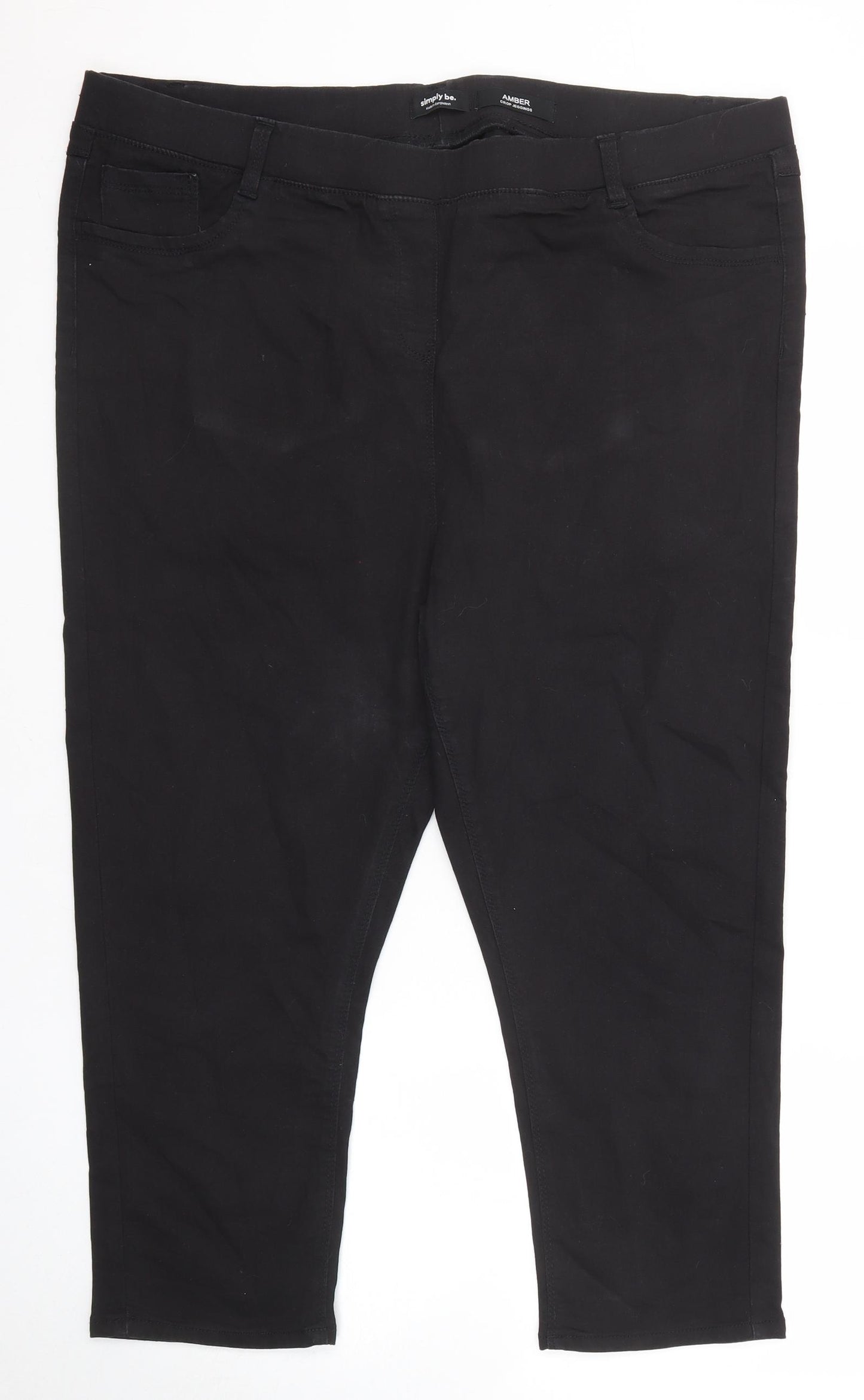 Simply Be Womens Black Cotton Jegging Jeans Size 22 Regular Zip - Cropped