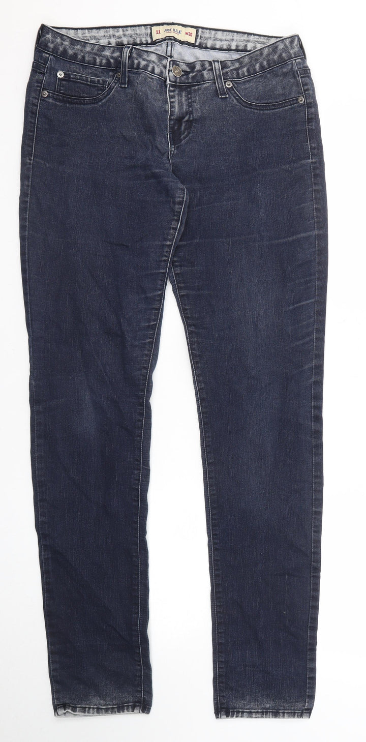 Just USA Womens Blue Cotton Skinny Jeans Size 30 in Regular Zip