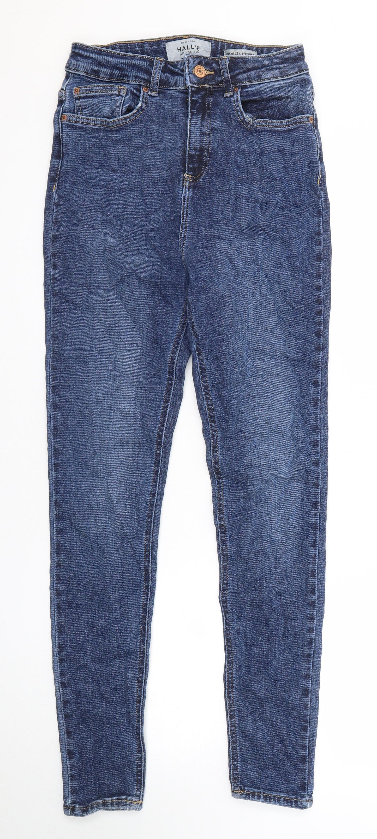 New Look Womens Blue Cotton Skinny Jeans Size 10 Regular Zip