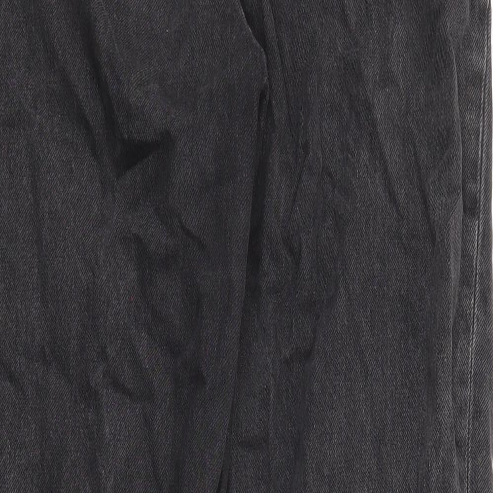 NEXT Womens Grey Cotton Wide-Leg Jeans Size 10 Regular Zip