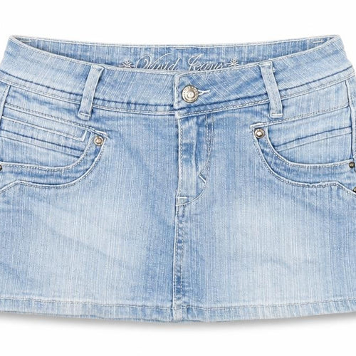 Vivid Girls Blue Cotton Mini Skirt Size 6 Years Regular Zip