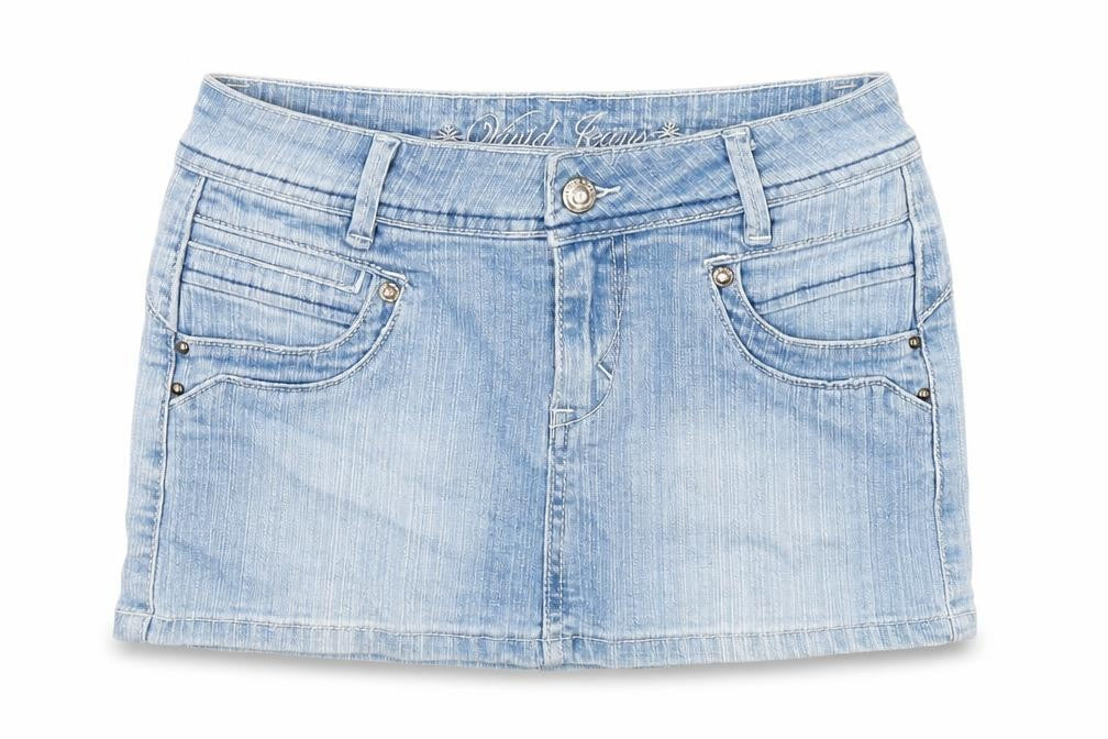 Vivid Girls Blue Cotton Mini Skirt Size 6 Years Regular Zip