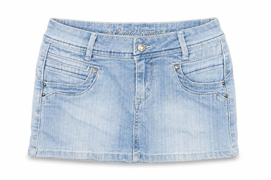 Vivid Girls Blue Cotton Mini Skirt Size 6 Years Regular Zip