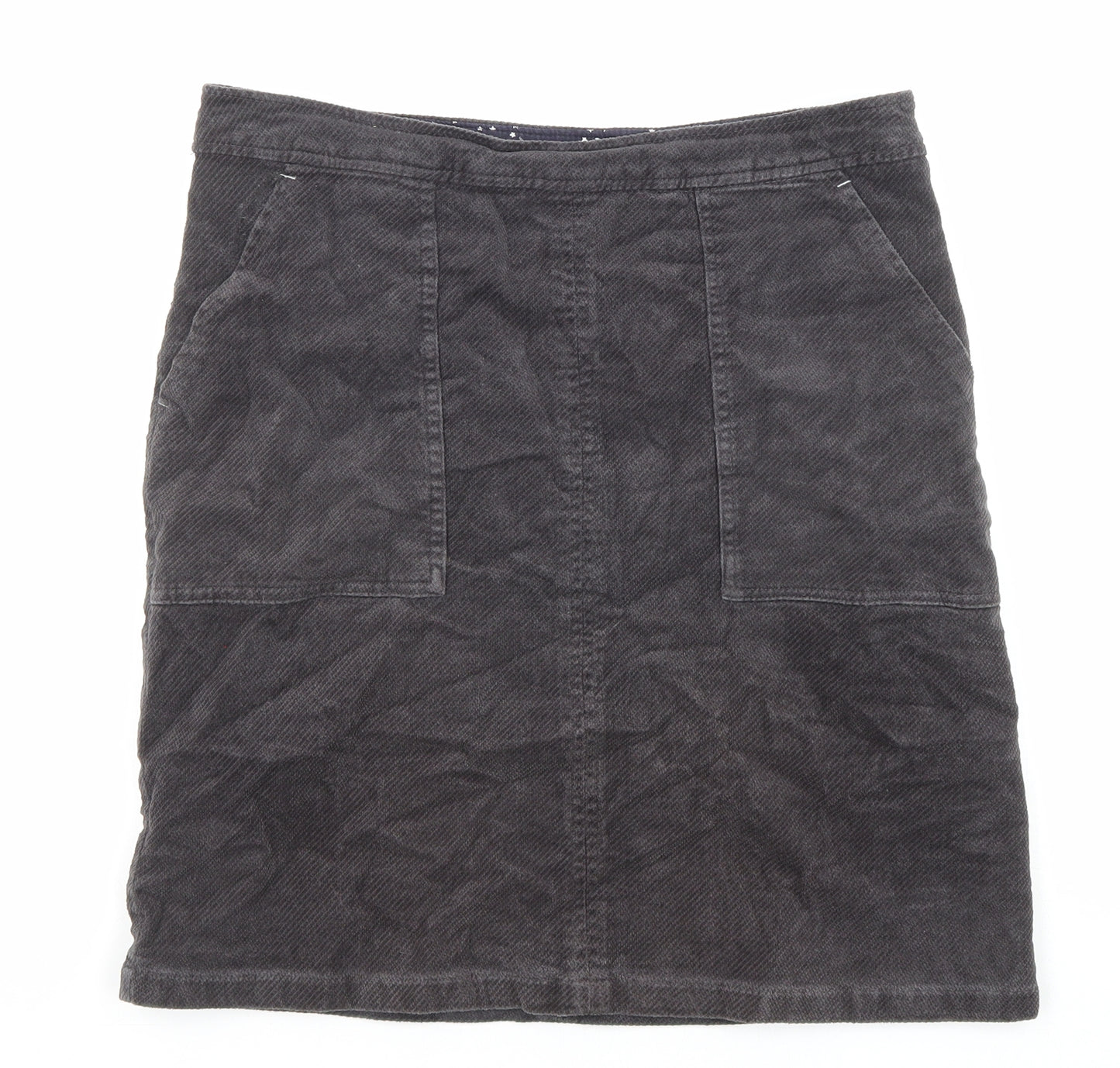 White Stuff Womens Grey Cotton A-Line Skirt Size 10 Zip