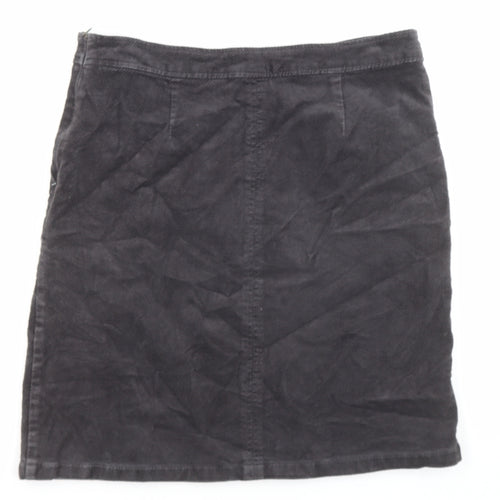 White Stuff Womens Grey Cotton A-Line Skirt Size 10 Zip