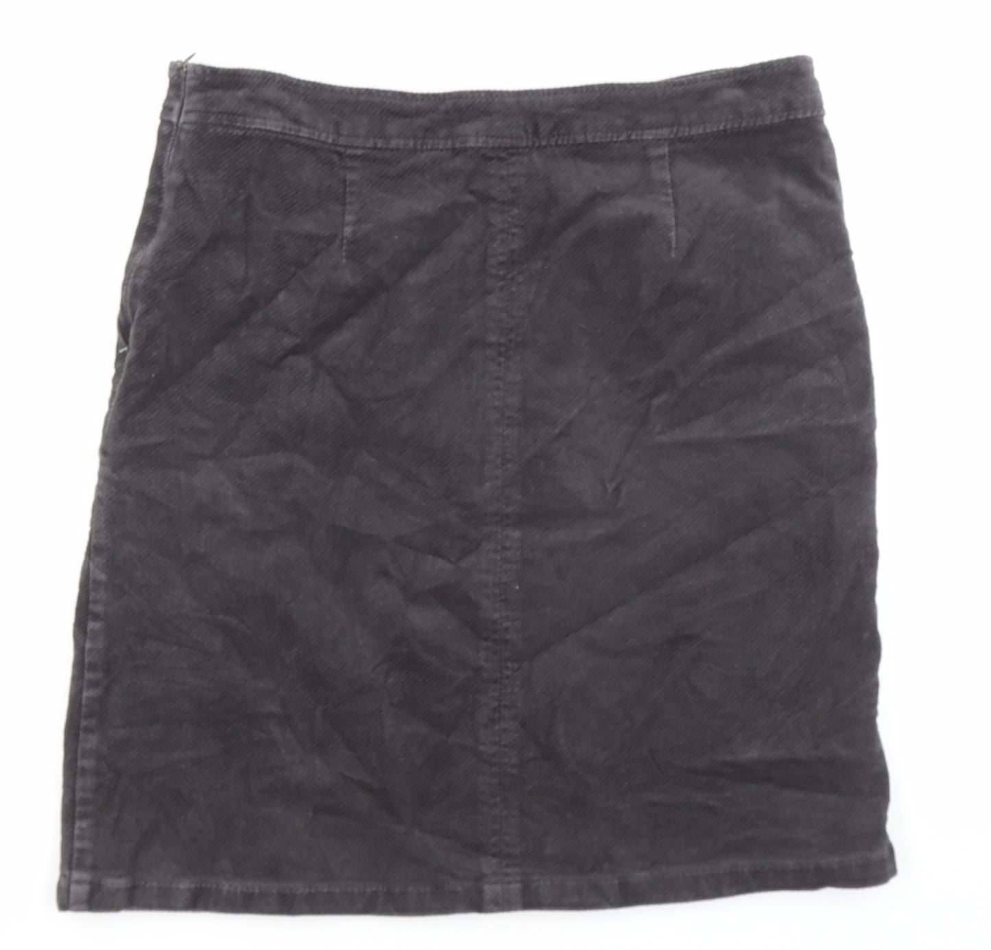 White Stuff Womens Grey Cotton A-Line Skirt Size 10 Zip