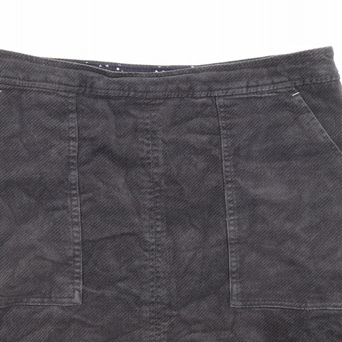 White Stuff Womens Grey Cotton A-Line Skirt Size 10 Zip