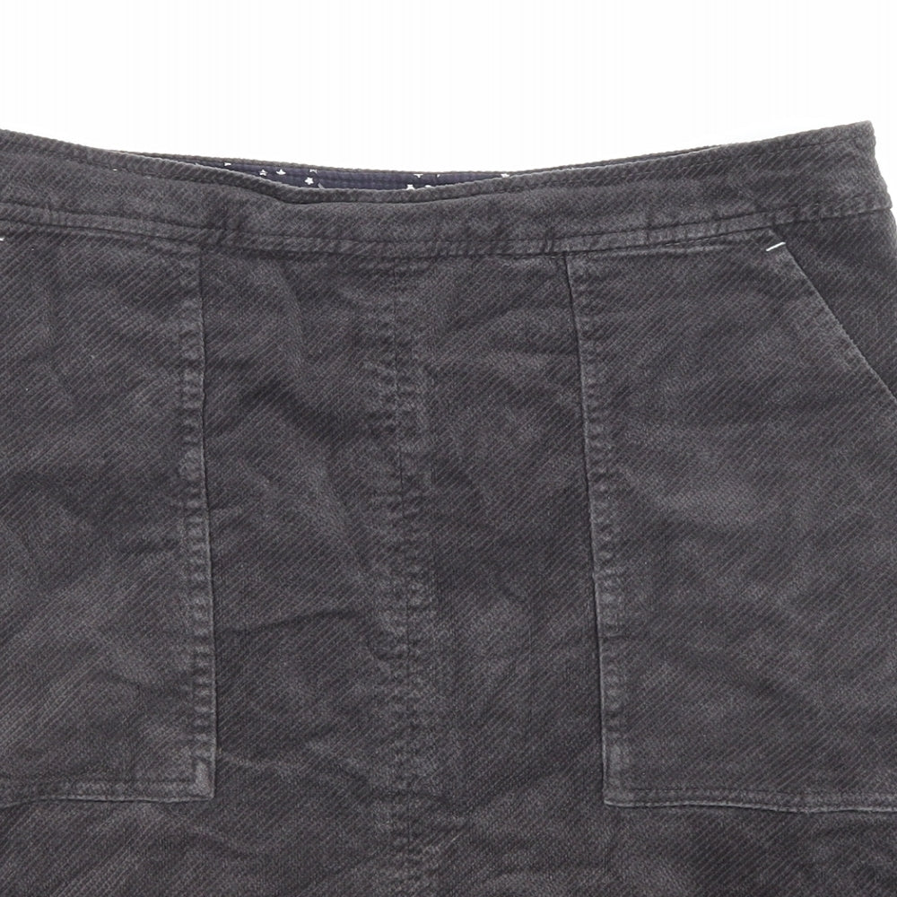 White Stuff Womens Grey Cotton A-Line Skirt Size 10 Zip