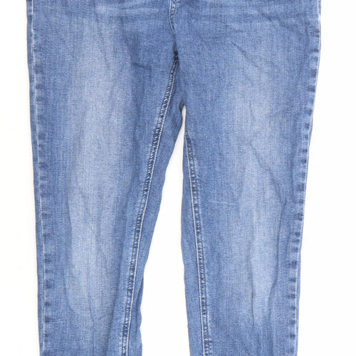 Mint Velvet Womens Blue Cotton Skinny Jeans Size 12 Regular Zip - Short Leg
