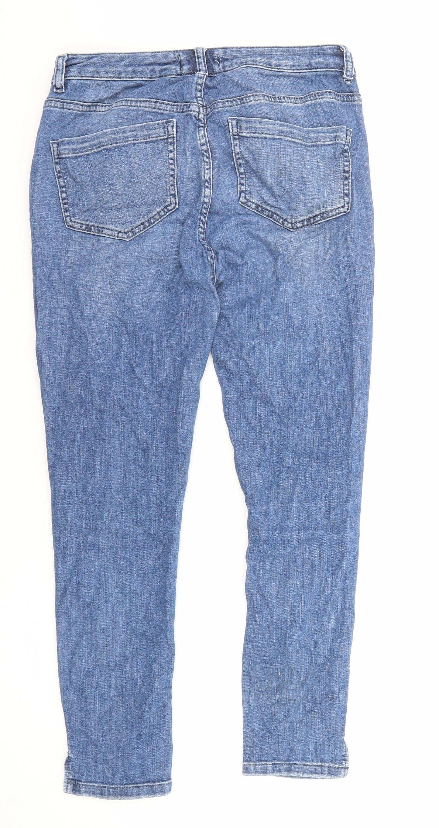 Mint Velvet Womens Blue Cotton Skinny Jeans Size 12 Regular Zip - Short Leg