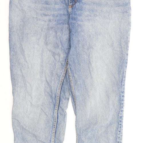Monki Womens Blue Cotton Mom Jeans Size 34 in Regular Zip